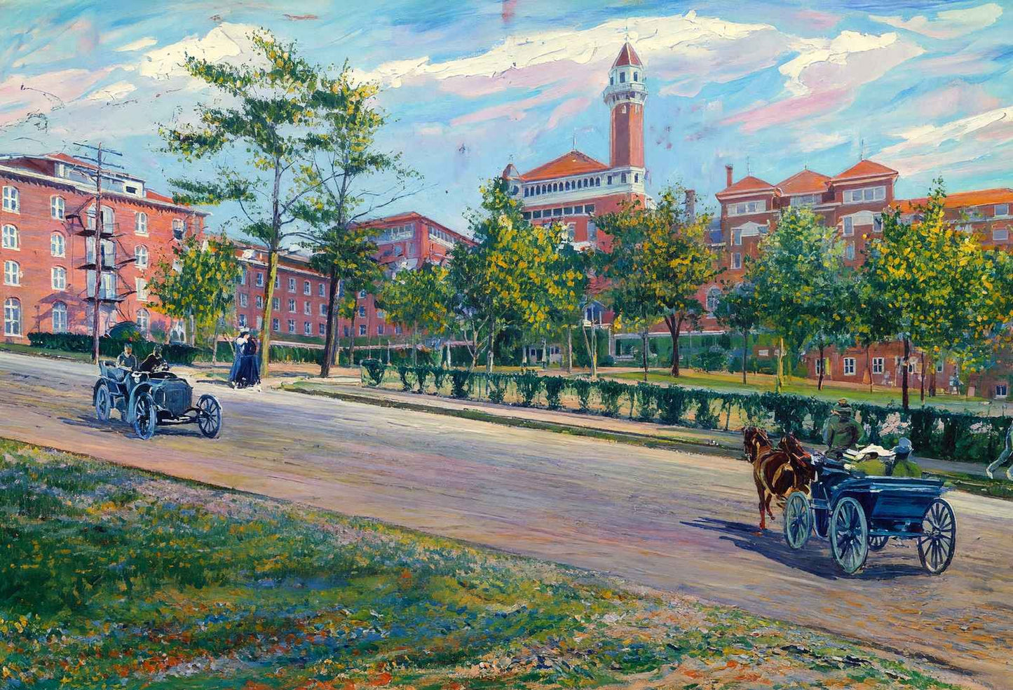 Eastman Hotel Hot Springs AR in 1906 Painting Print (7 Sizes) - Enhanced