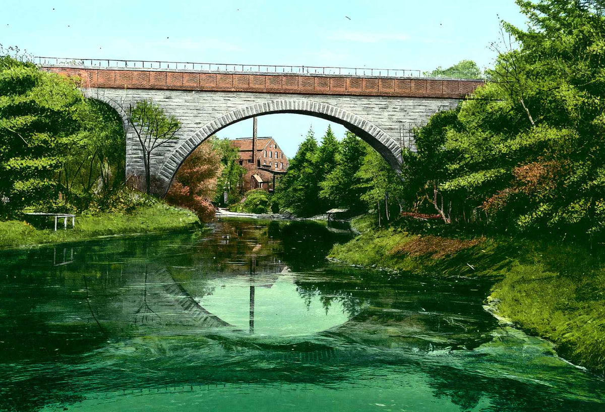 Echo Bridge - Newton Upper Falls, Massachusetts in 1907 Vintage Print (7 Sizes)