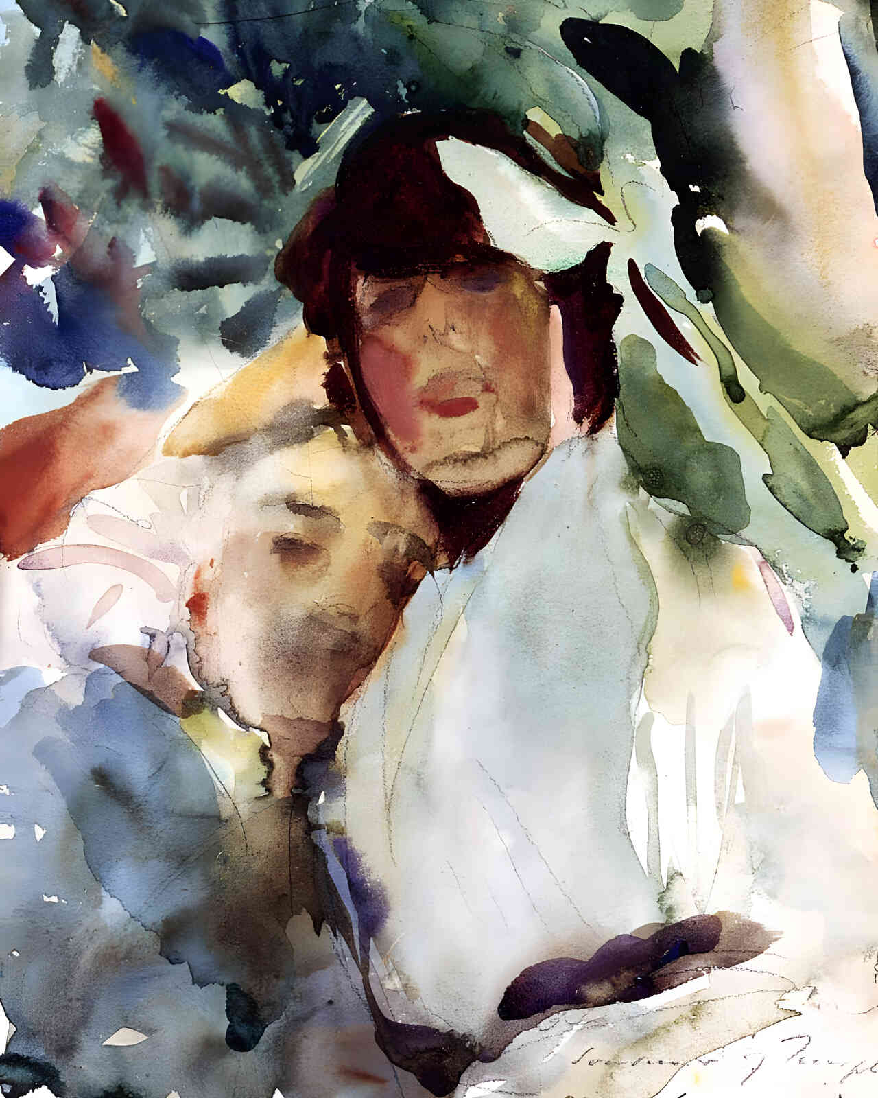 Ena Wertheimer with Antonio Mancini 1904 Painting by John Singer Sargent 8x10" Art Print