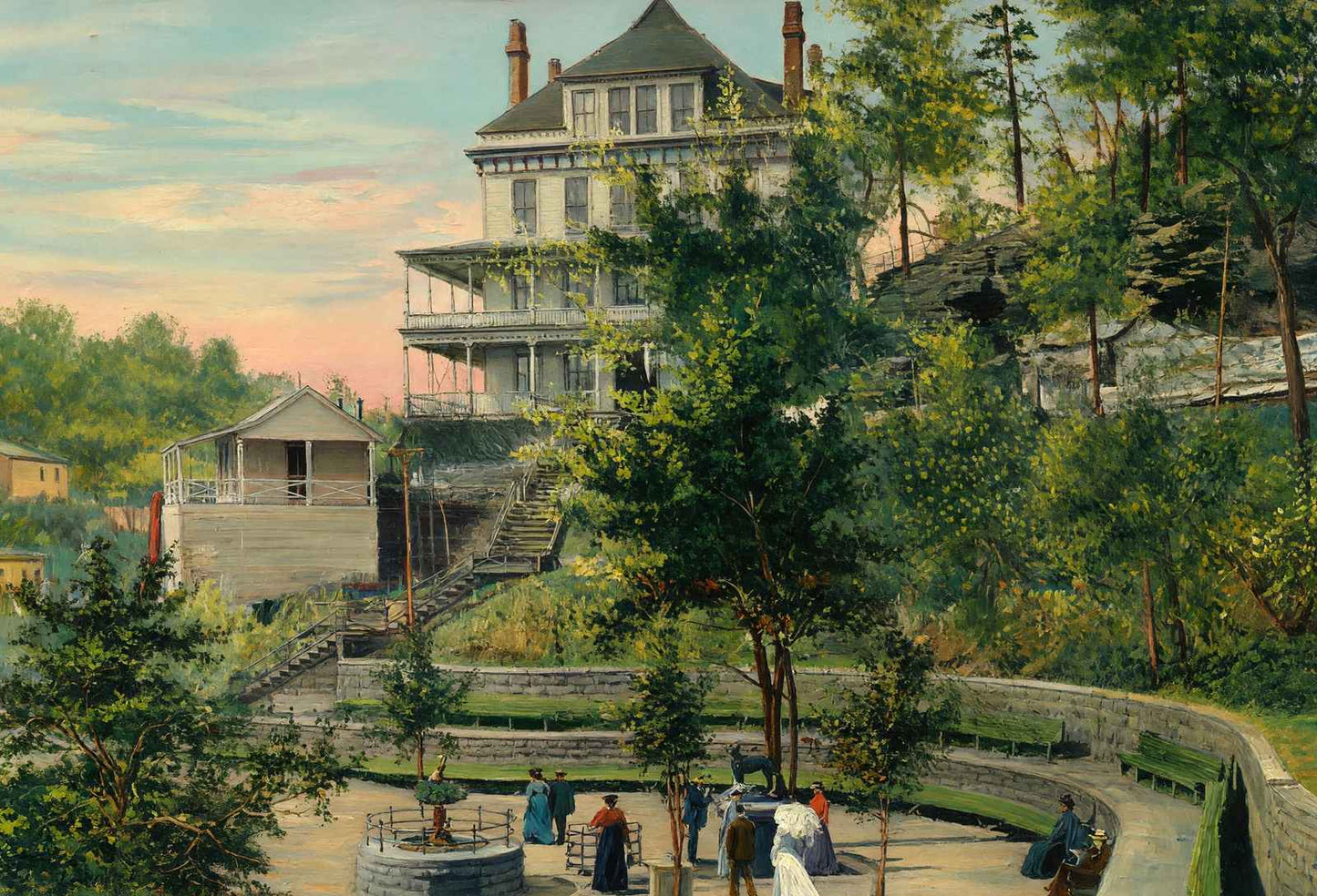 Basin Spring and Southern Hotel Eureka Springs AR in 1907 Art Print (7 Sizes)