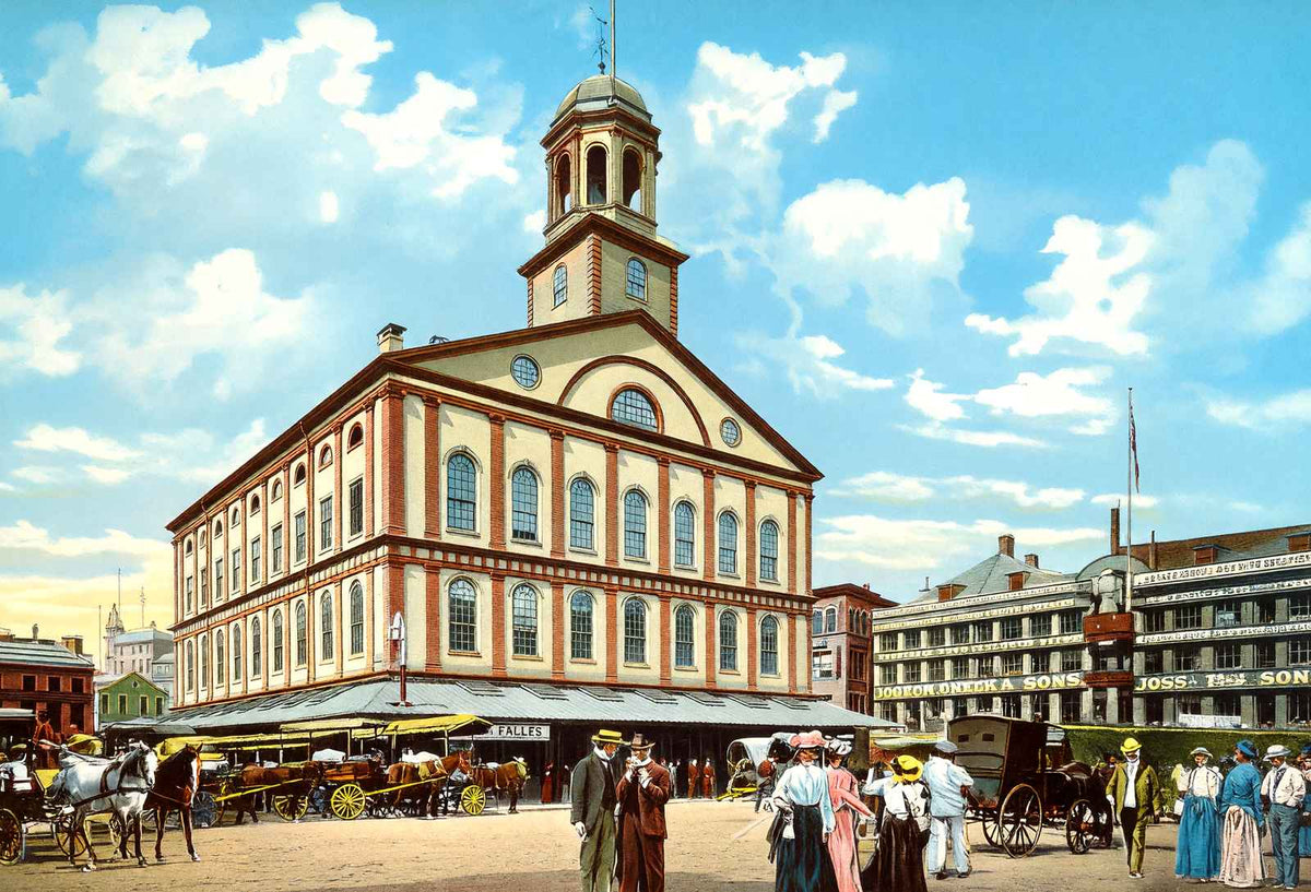 Faneuil Hall, Boston, Massachusetts in 1903 Vintage Print (7 Sizes)