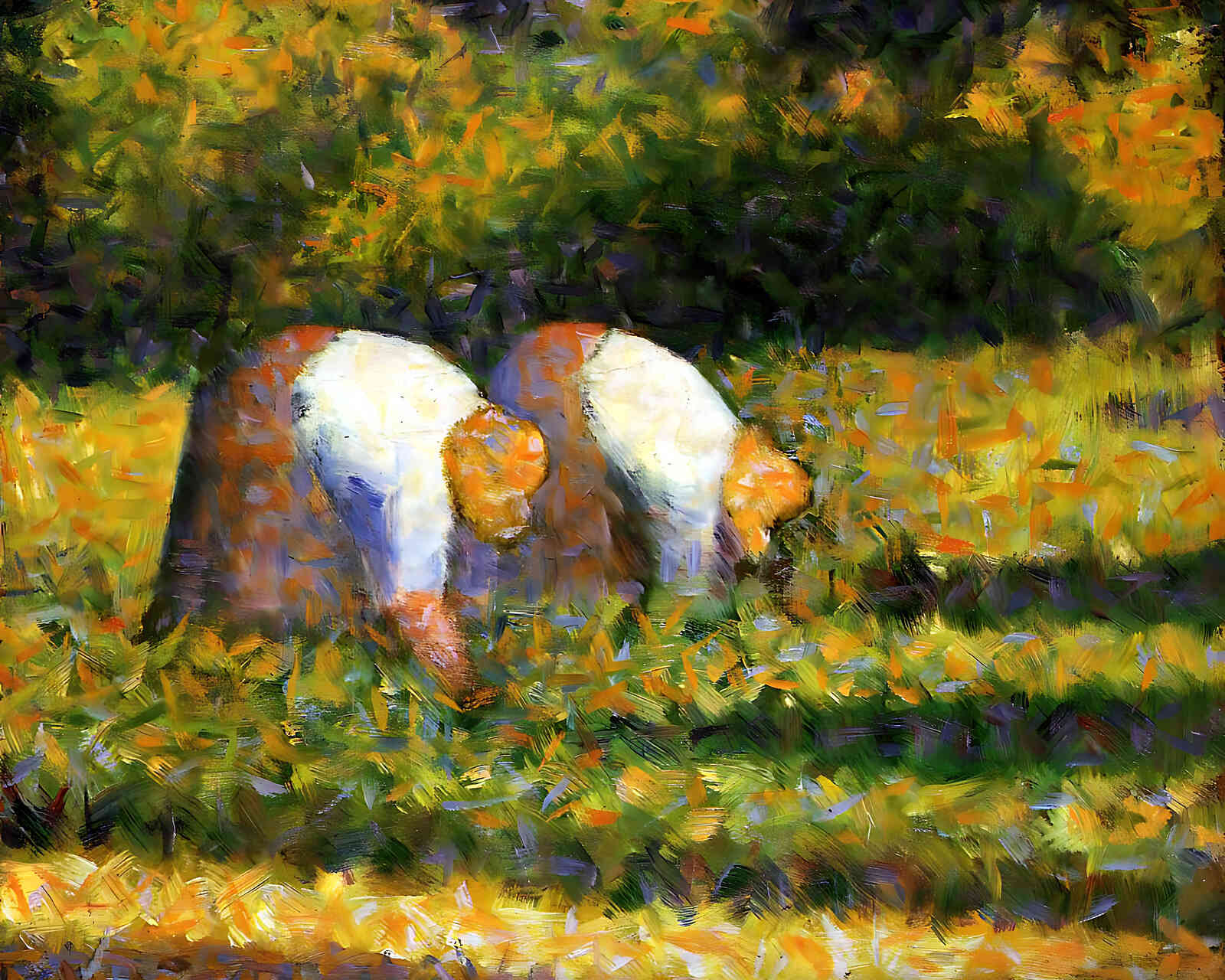 Farm Women at Work Painting by Georges Seurat 8x10" Art Print - Restored