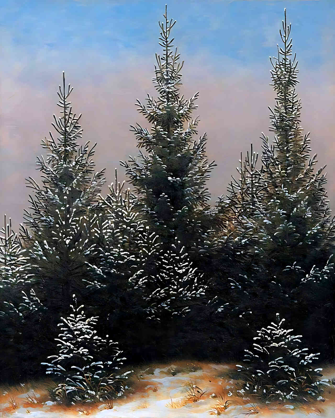 Fir Trees in the Snow Painting by Caspar David Friedrich 8x10" Art Print