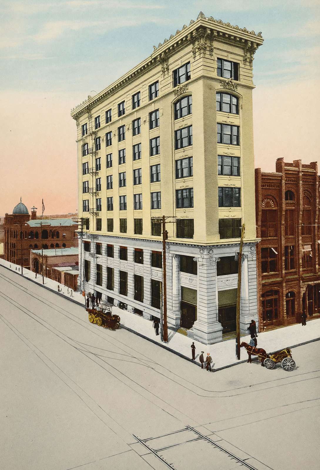 First National Bank Houston in 1906 Vintage Print (7 Sizes) - Enhanced