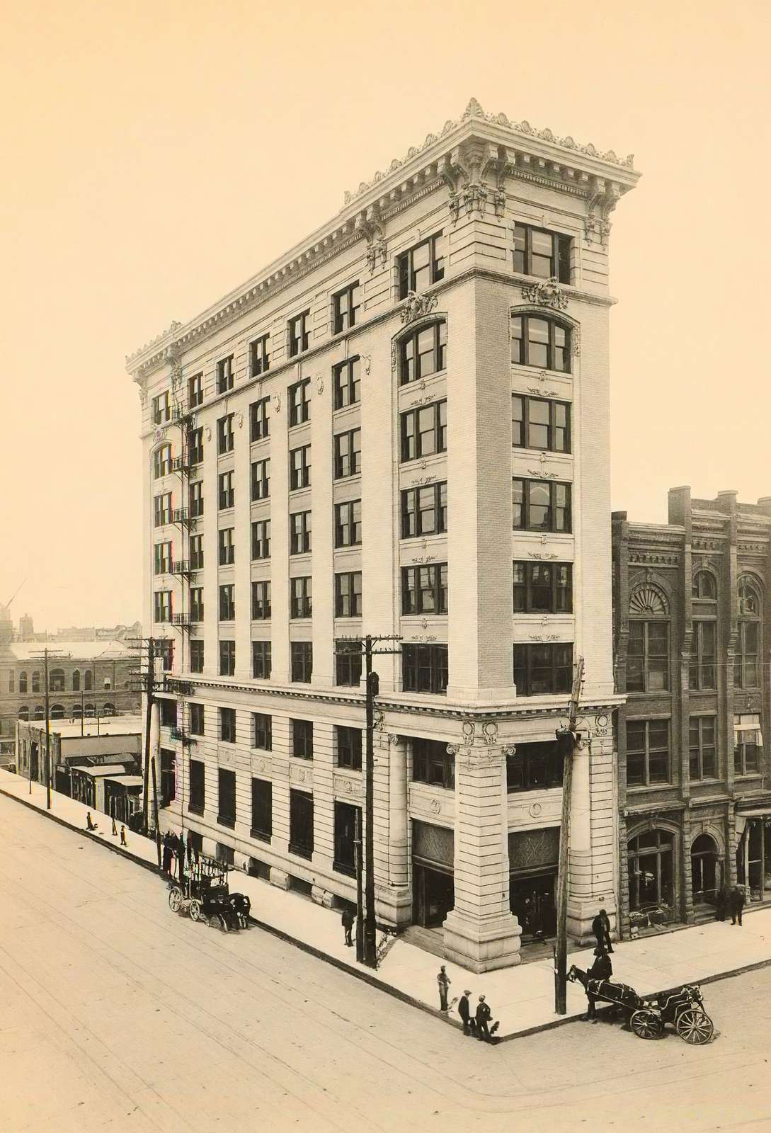 First National Bank Houston in 1906 Vintage Print (7 Sizes) - Retouched