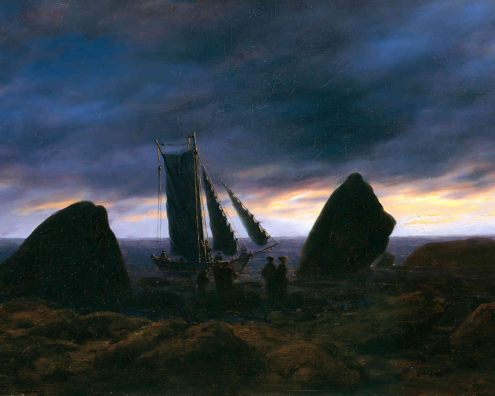 Fishing Boat Between Two Rocks on the Beach of the Baltic Sea 8x10" Print