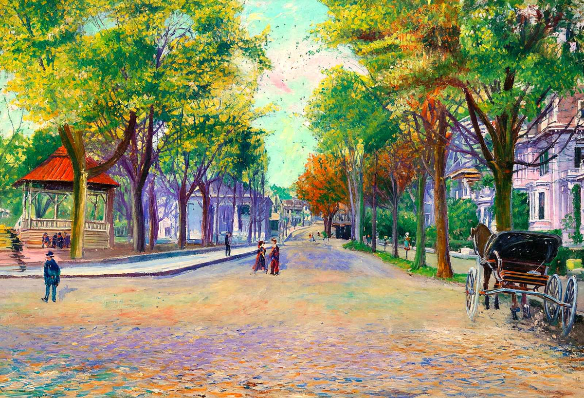 Upper Common, Fitchburg, Massachusetts in 1907 Art Print (7 Sizes)