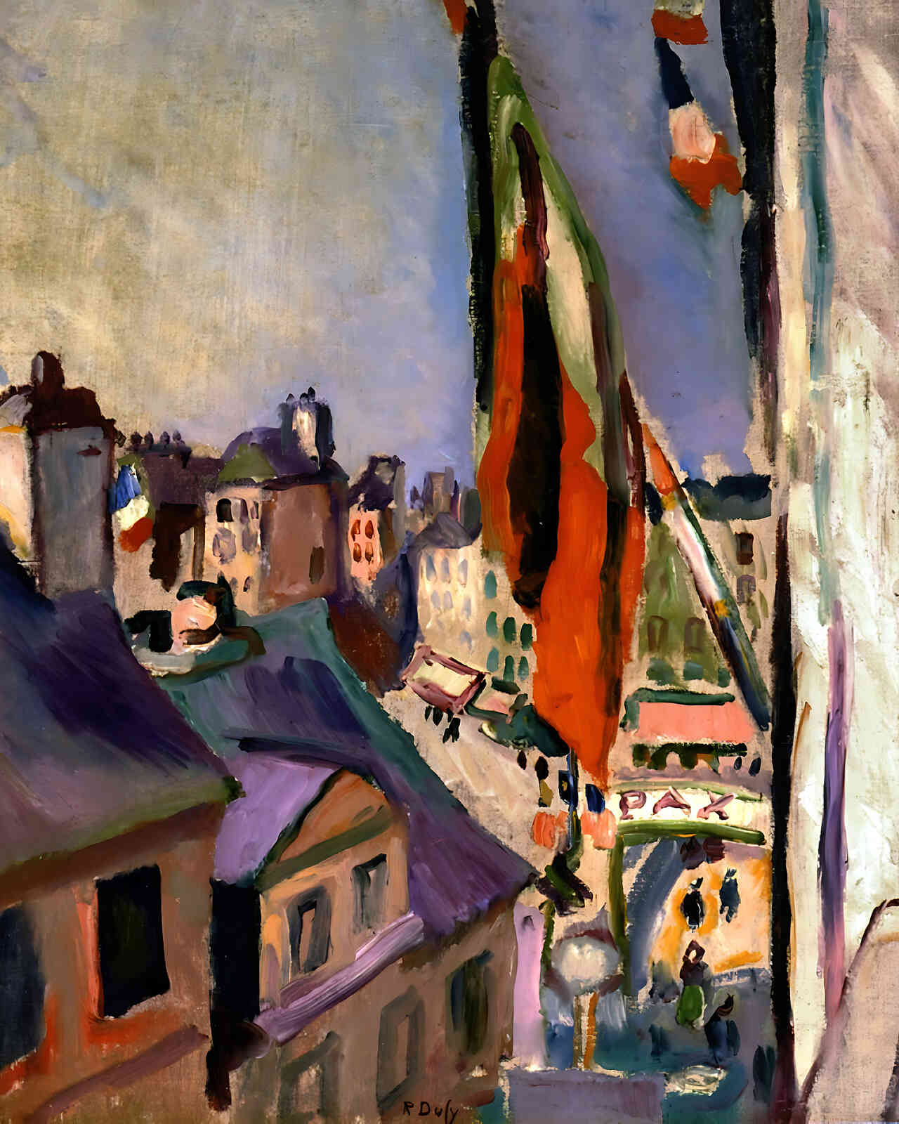 Flag Decorated Street Painting by Pierre-Auguste Renoir 8x10" Art Print