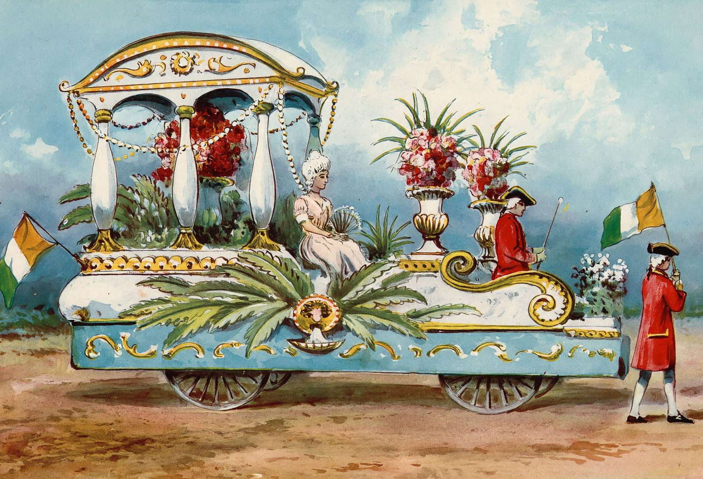 Flower-Pot Float Houston Carnival 1907 Vintage Print (7 Sizes) - Enhanced