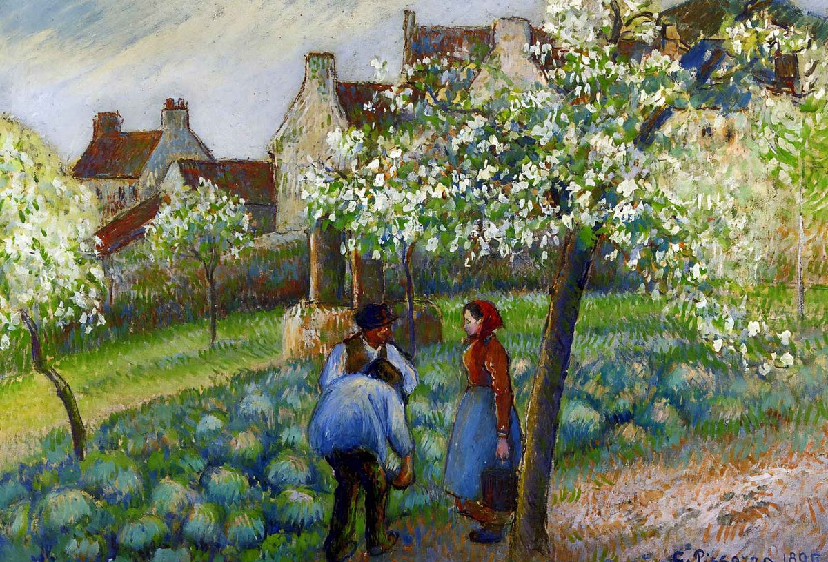Flowering Plum Trees 1890 Painting by Camille Pissarro Fine Art Print (6 Sizes)