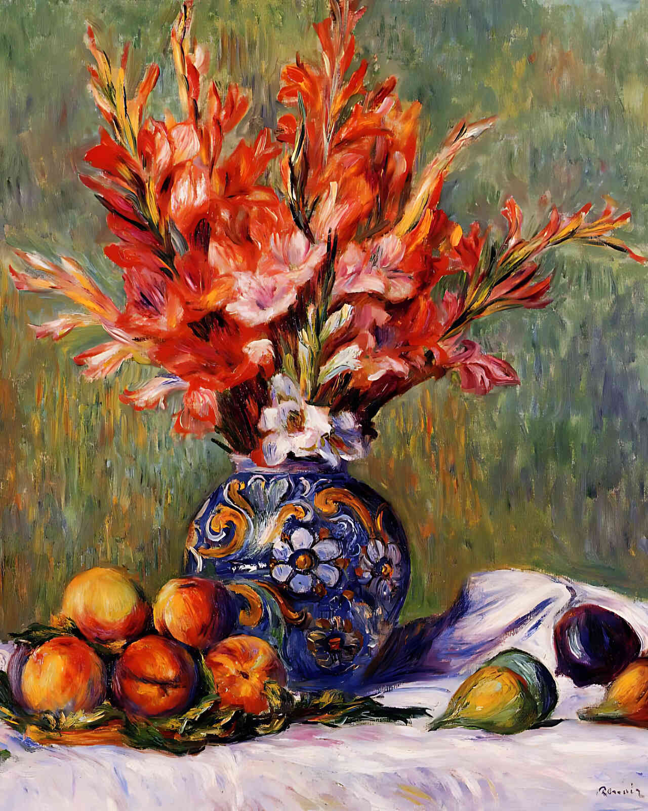 Flowers and Fruit Painting by Pierre-Auguste Renoir 8x10" Art Print - Acid Free