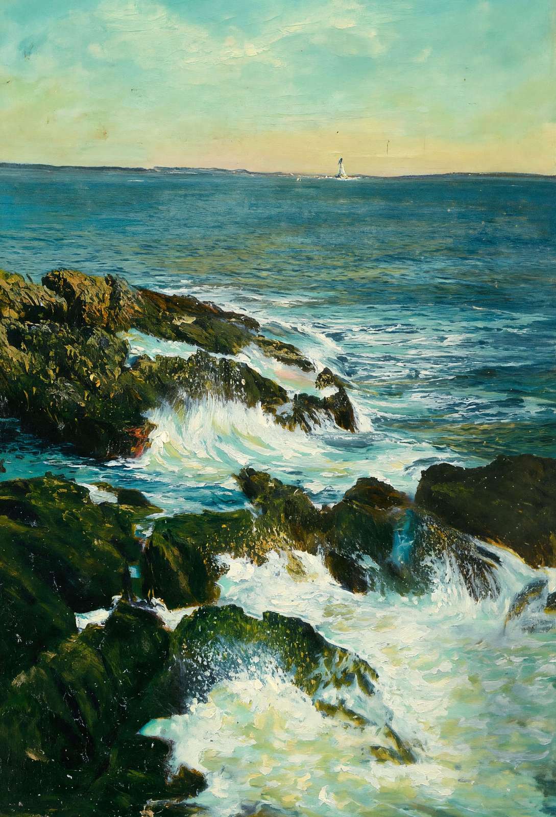 Foaming Surf on the Maine Coast in 1908 Art Print (7 Sizes) - Acid Free