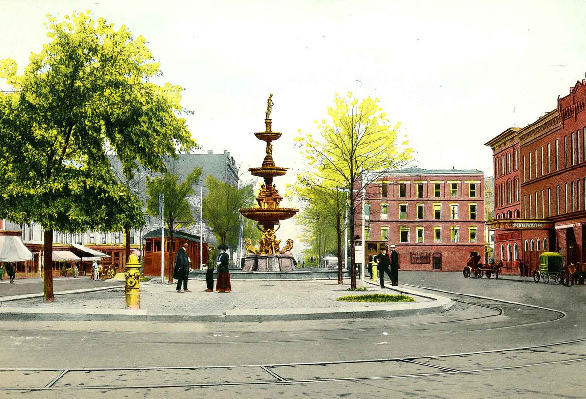 Fountain Square Springfield Ohio in 1907 Vintage Print (7 Sizes)