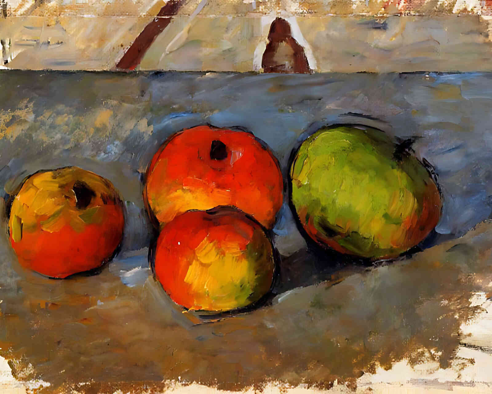 Four Apples Painting by Paul Cezanne 8x10" Art Print (Archival Paper)