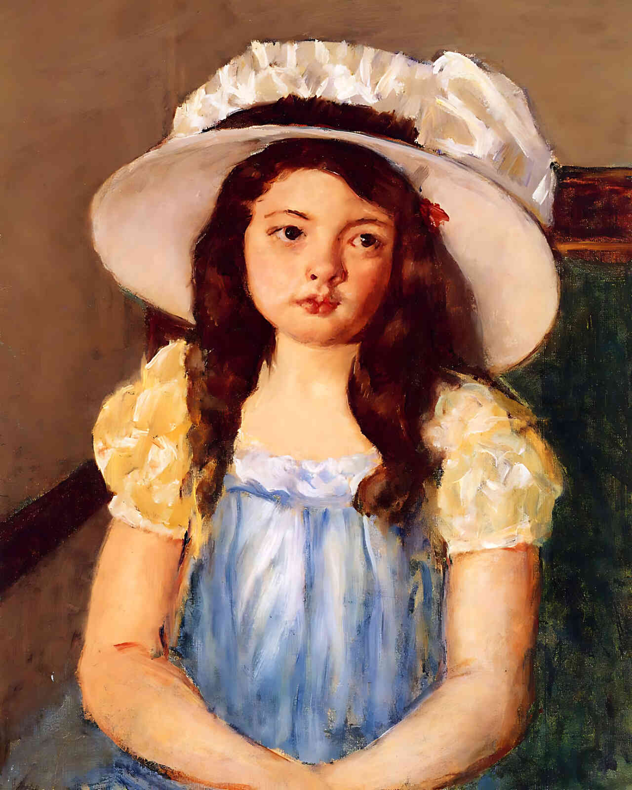 Francoise Wearing a Big White Hat Painting by Mary Cassatt 8x10" Art Print