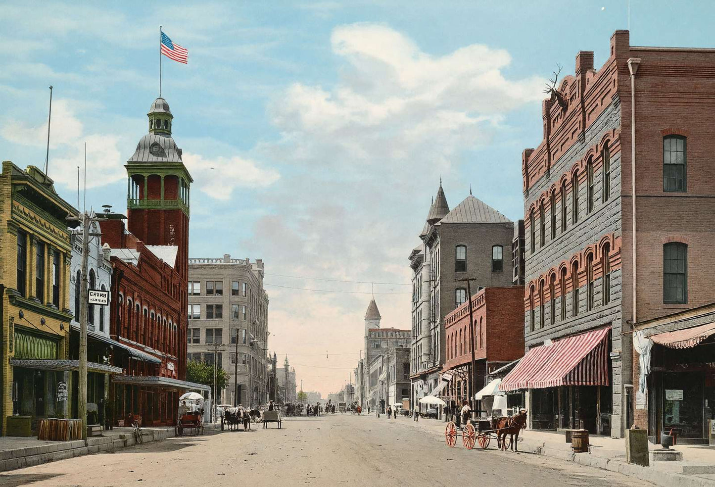 Franklin Street Waco in 1905 Vintage Print (7 Sizes) - Acid Free