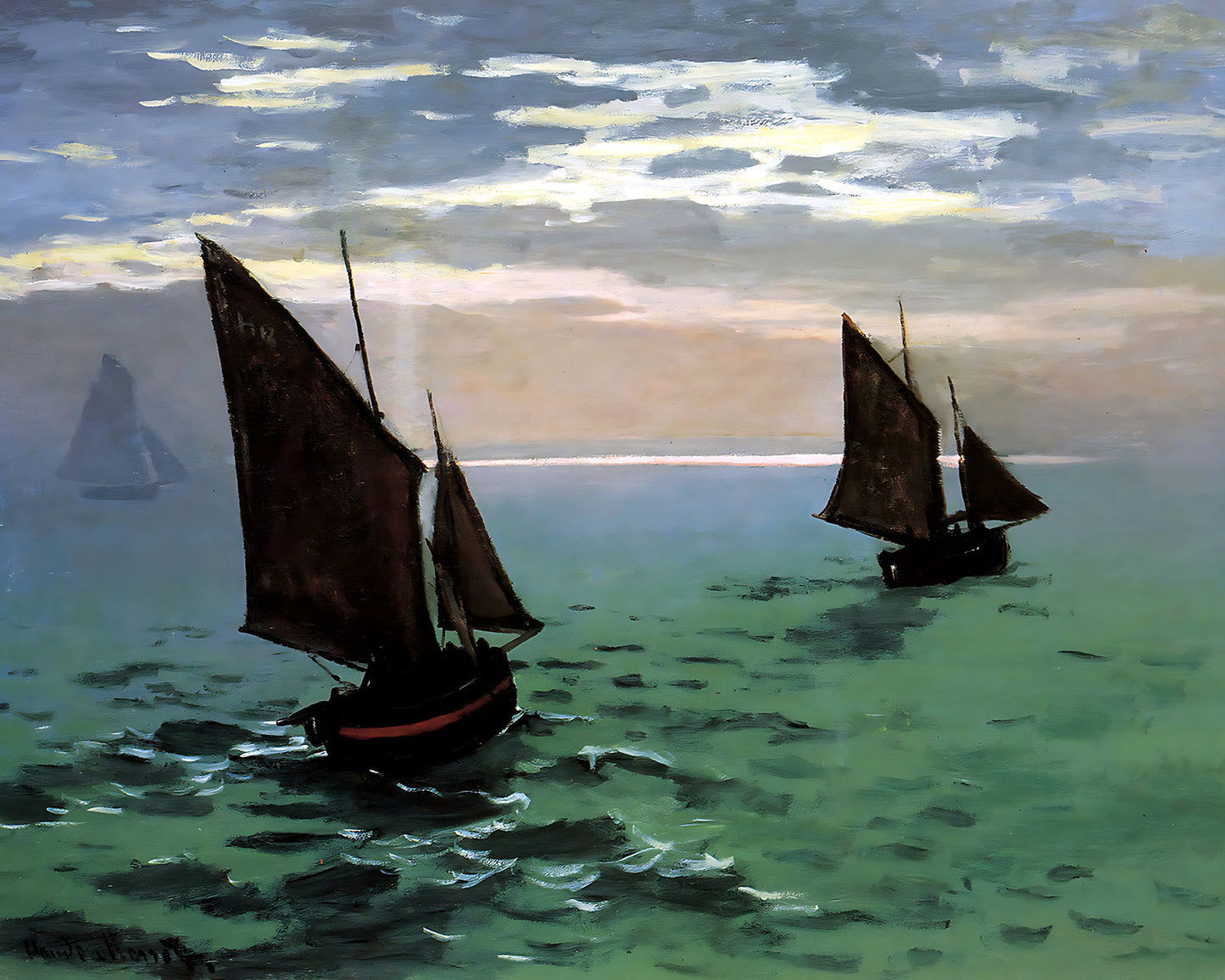 Fishing Boats at Sea Painting by Claude Monet 8x10" Art Print
