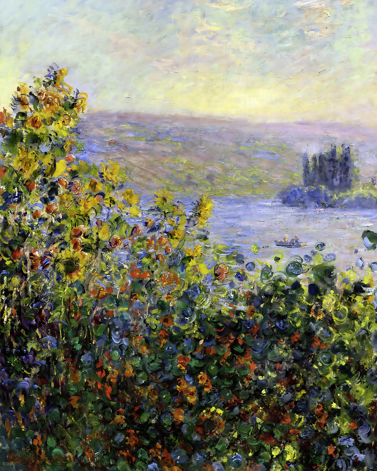 Flowers Beds at Vetheuil Painting by Claude Monet 8x10" Art Print