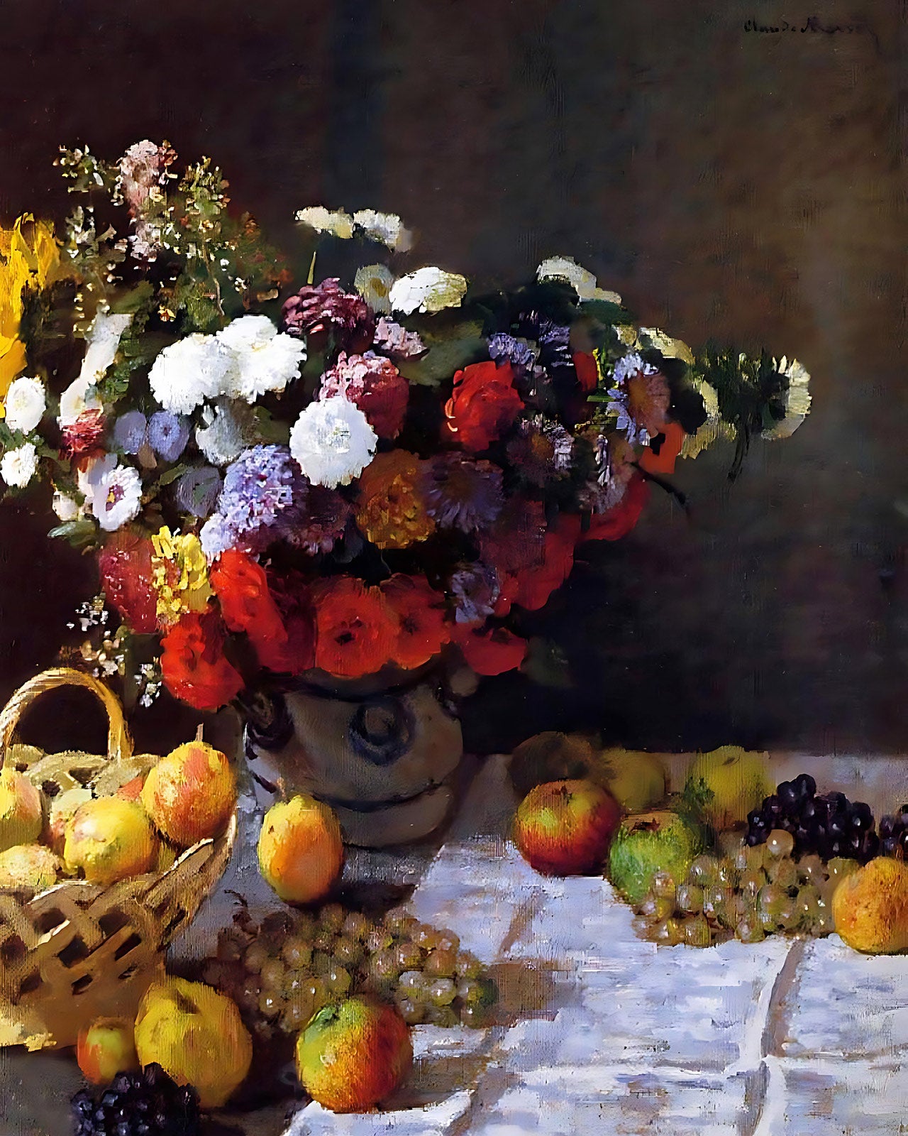 Flowers and Fruit Painting by Claude Monet 8x10" Art Print