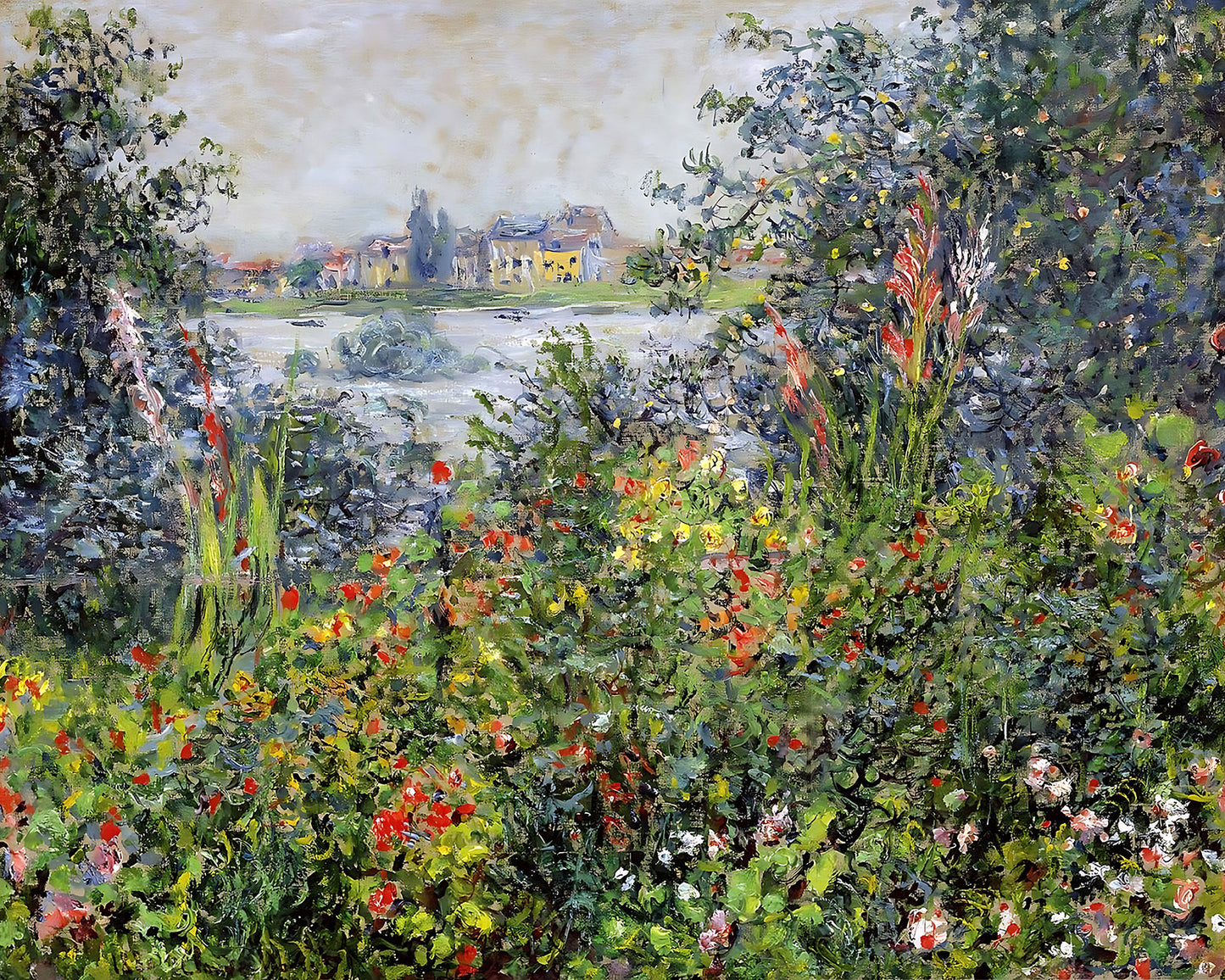 Flowers at Vetheuil Painting by Claude Monet 8x10" Art Print