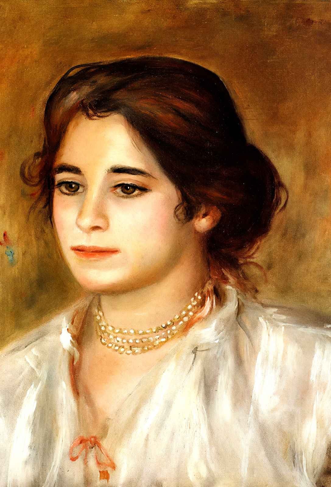 Gabrielle Wearing a Necklace 1906 by Pierre-Auguste Renoir Art Print (6 Sizes)