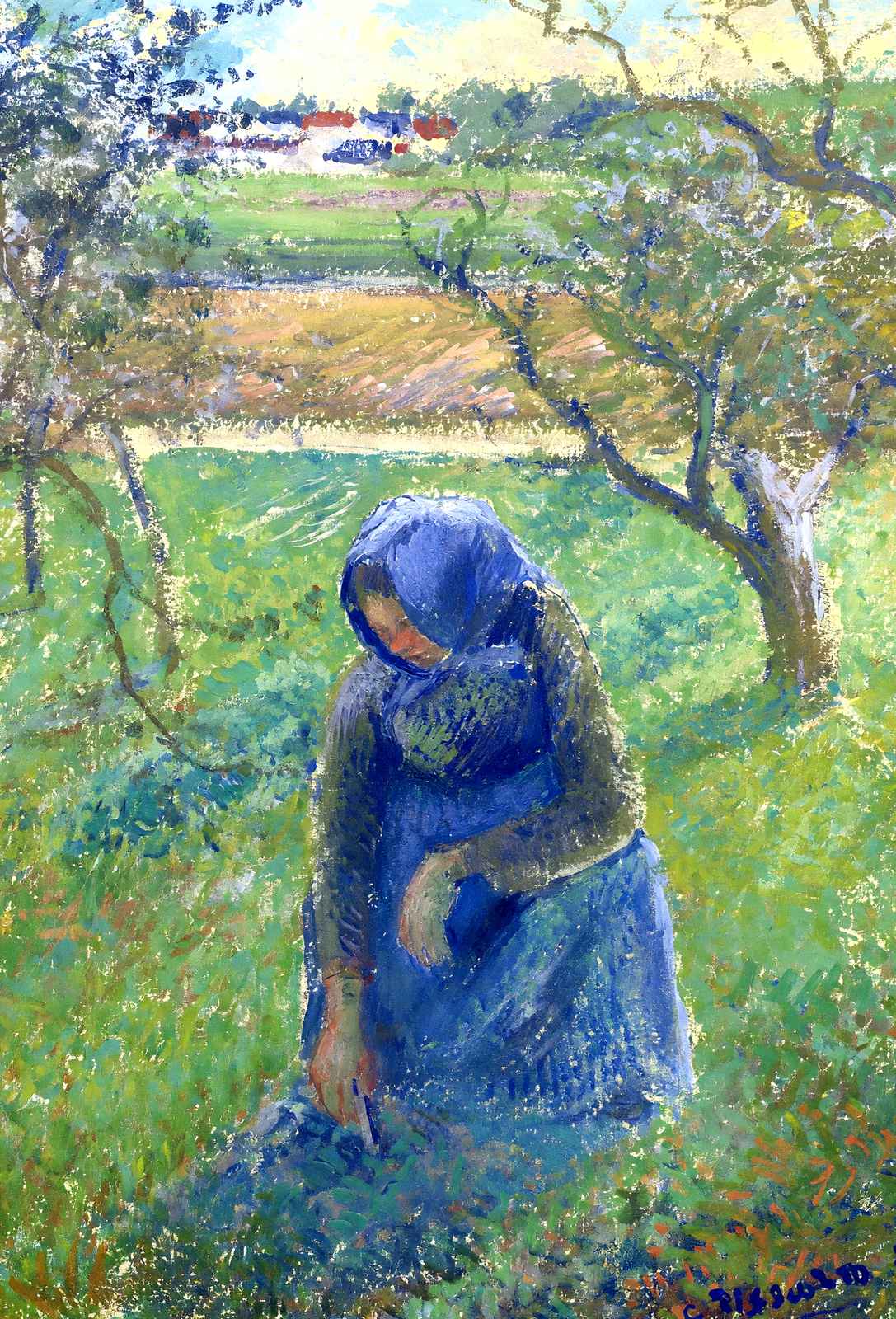 Gathering Herbs 1882 Painting by Camille Pissarro Fine Art Print (6 Sizes)