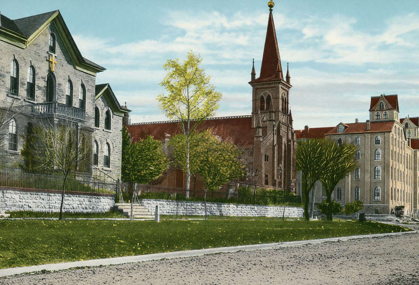 German Catholic Buildings Mankato MN in 1906 Vintage Print (7 Sizes)