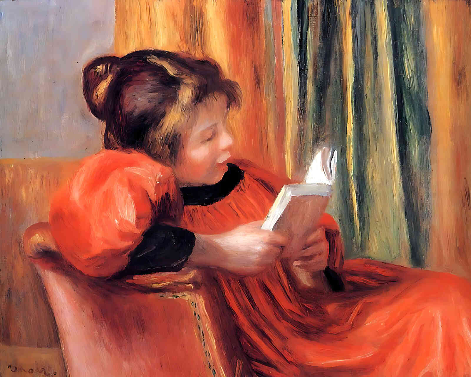 Girl Reading Painting by Pierre-Auguste Renoir 8x10" Art Print - Premium Quality