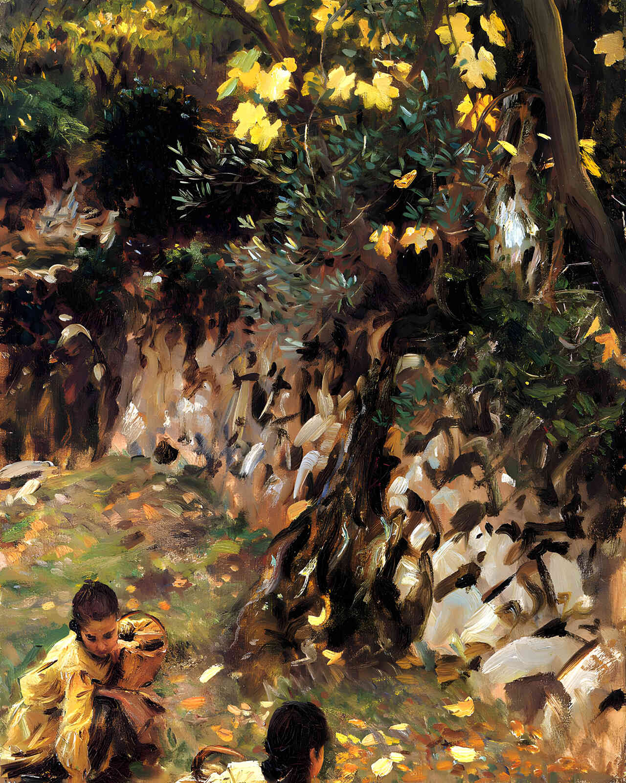 Girls Gathering Blossoms