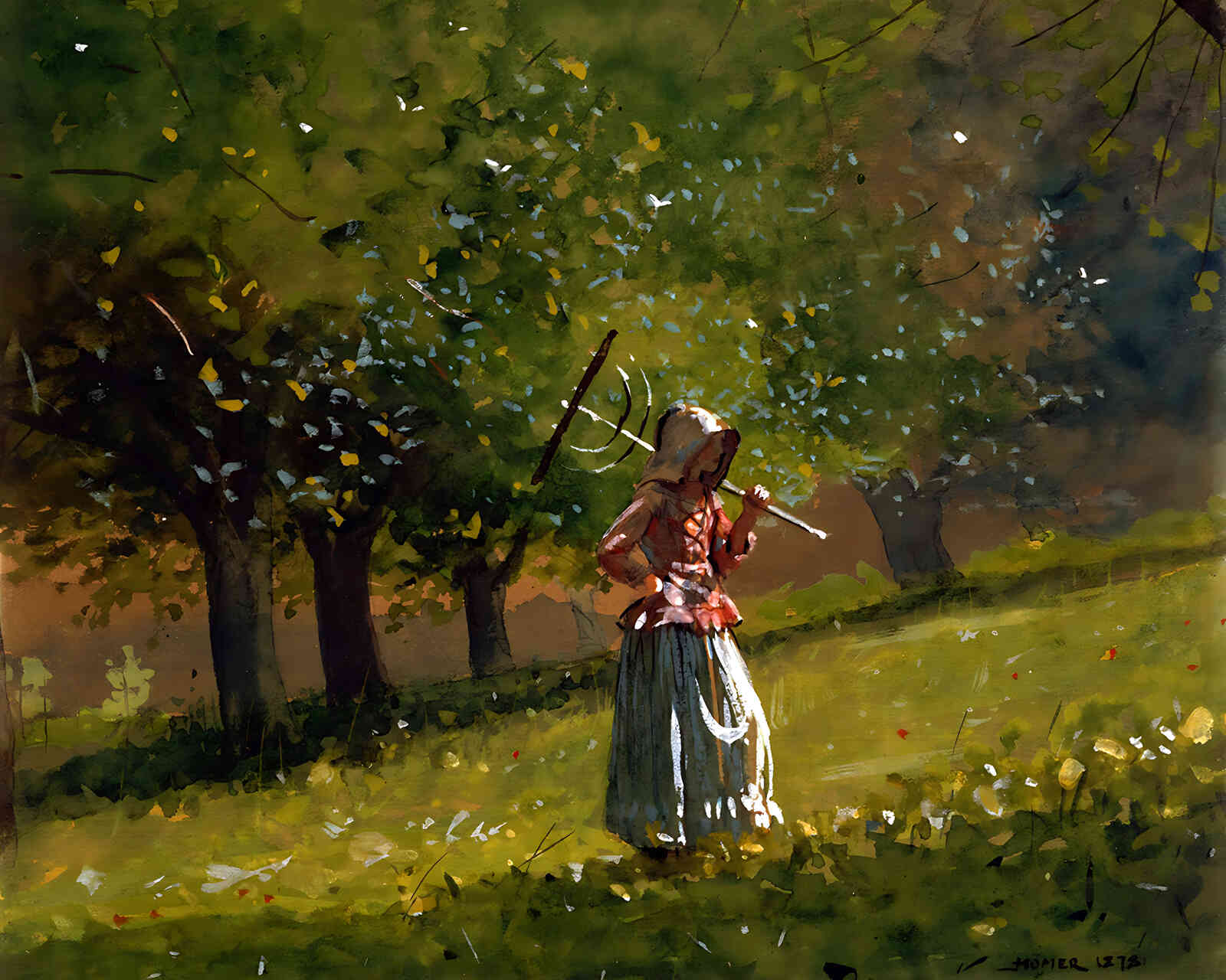 Girl with Hay Rake Painting by Winslow Homer 8x10" Art Print High Quality