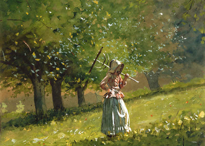 Girl with Hay Rake Art Print 1878 by Winslow Homer (6 Sizes) High Quality