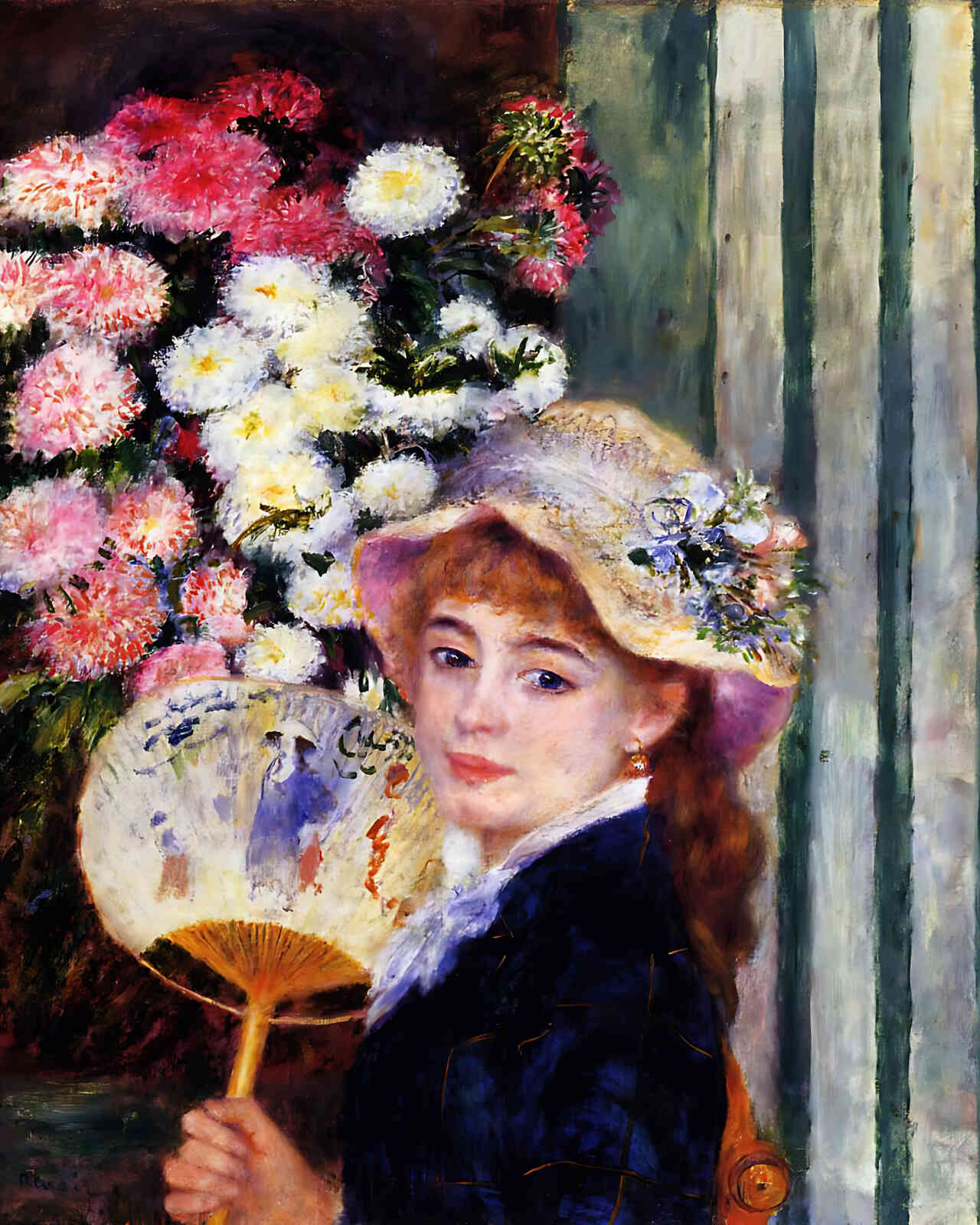 Girl with Fan Painting by Pierre-Auguste Renoir 8x10" Art Print (Archival Paper)