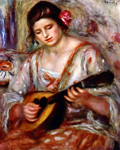 Girl with a Mandolin Painting by Pierre-Auguste Renoir 8x10" Art Print