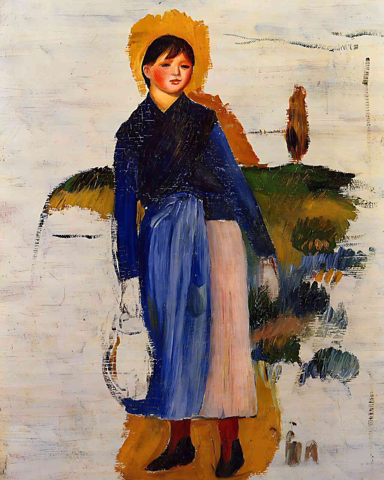 Girl with Red Stockings Painting by Pierre-Auguste Renoir 8x10" Art Print