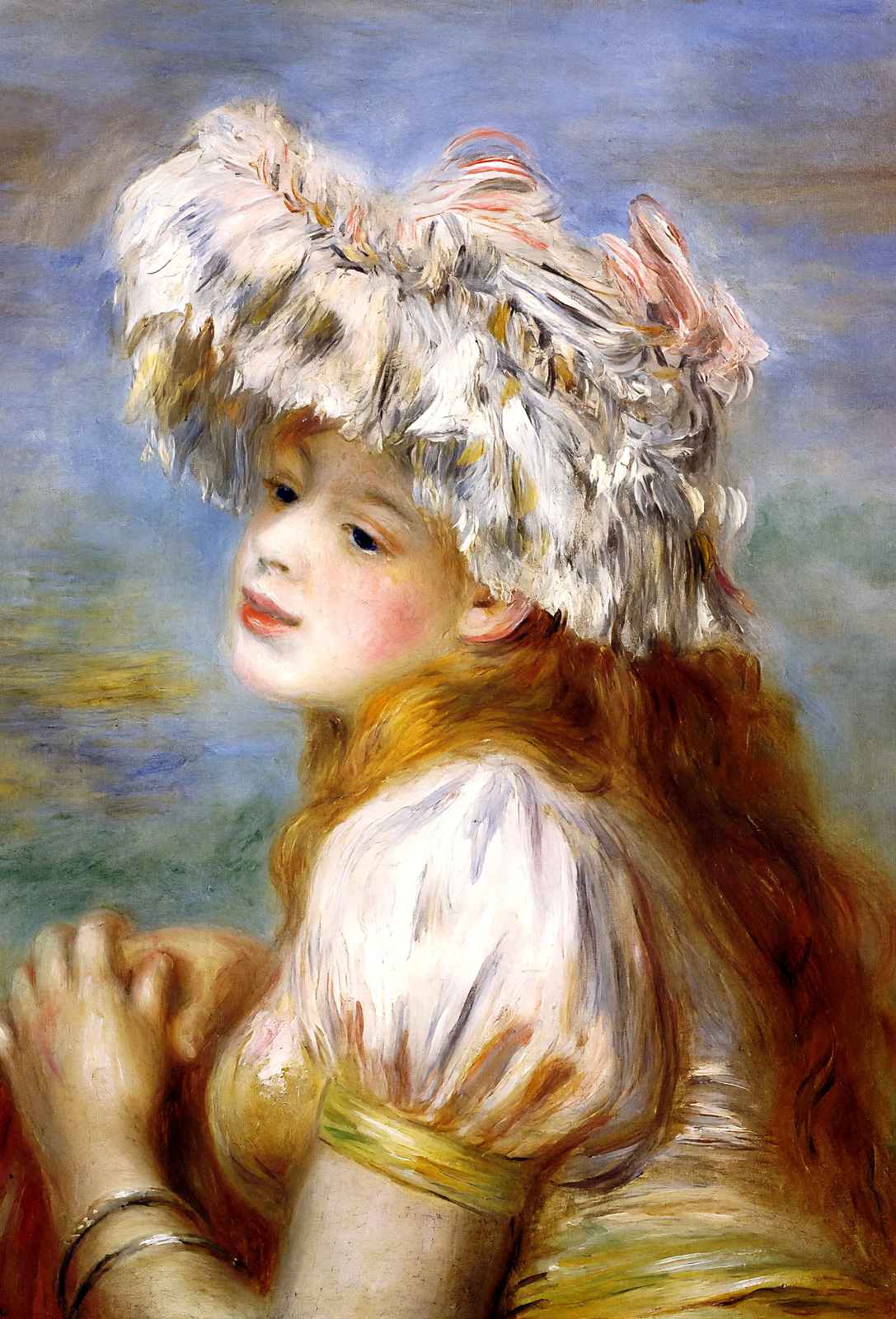 Girl in a Lace Hat Art Print 1891 Painting by Pierre-Auguste Renoir (6 Sizes)