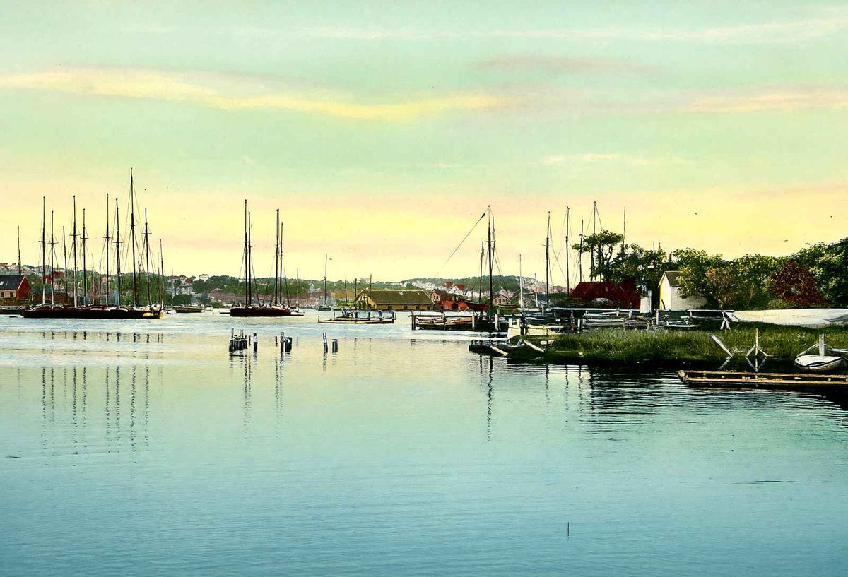 Harbor, Gloucester, Massachusetts in 1907 Vintage Print (7 Sizes) - Restored
