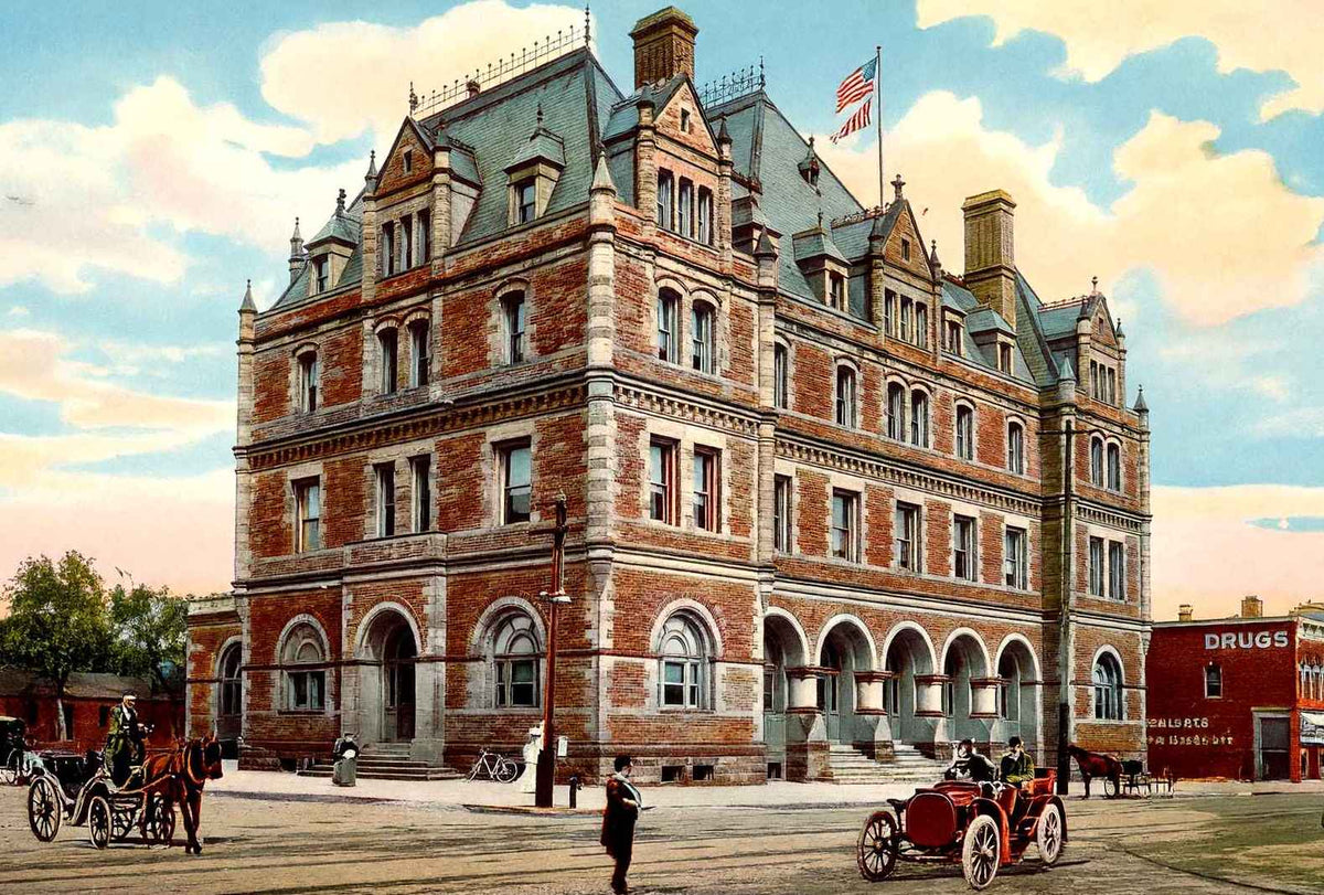 Government Building Peoria Illinois in 1905 Vintage Print (7 Sizes)