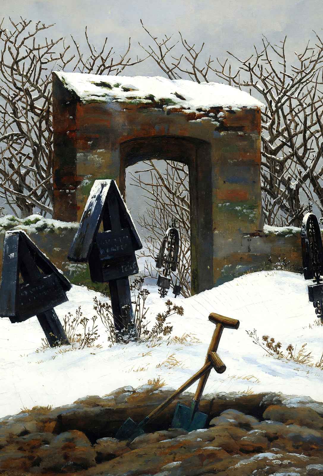 Graveyard Under Snow 1826 by Caspar David Friedrich Fine Art Print (6 Sizes)