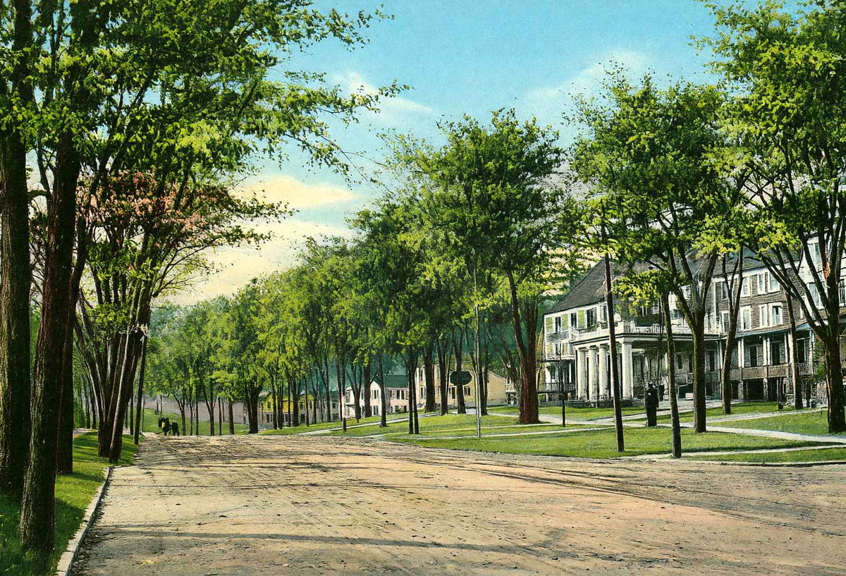Berkshire Inn and Main Street Looking South, Great Barrington, MA Vintage Print
