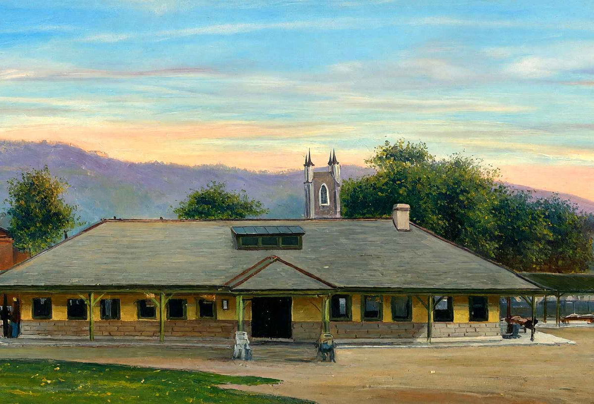 Railroad Station from Castle Hill, Great Barrington, MA in 1905 Art Print