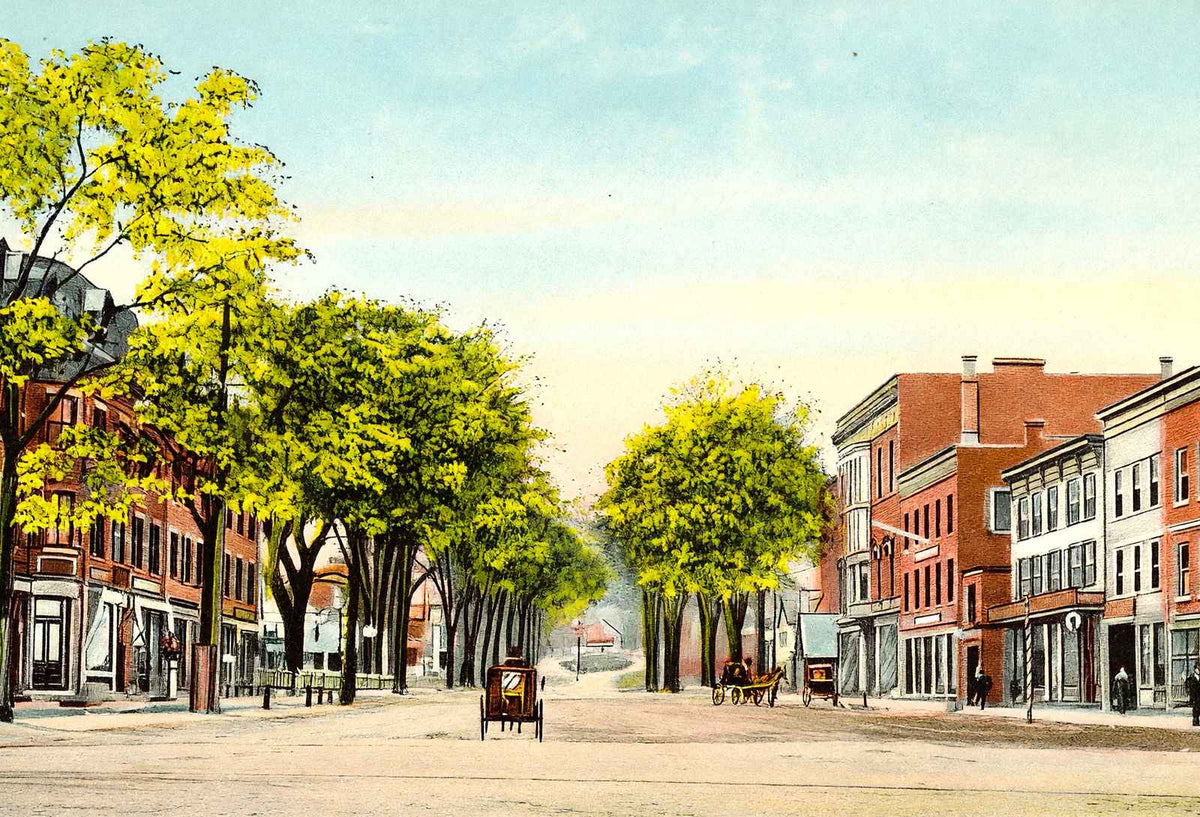 East Main Street, Greenfield, Massachusetts in 1907 Vintage Print (7 Sizes)
