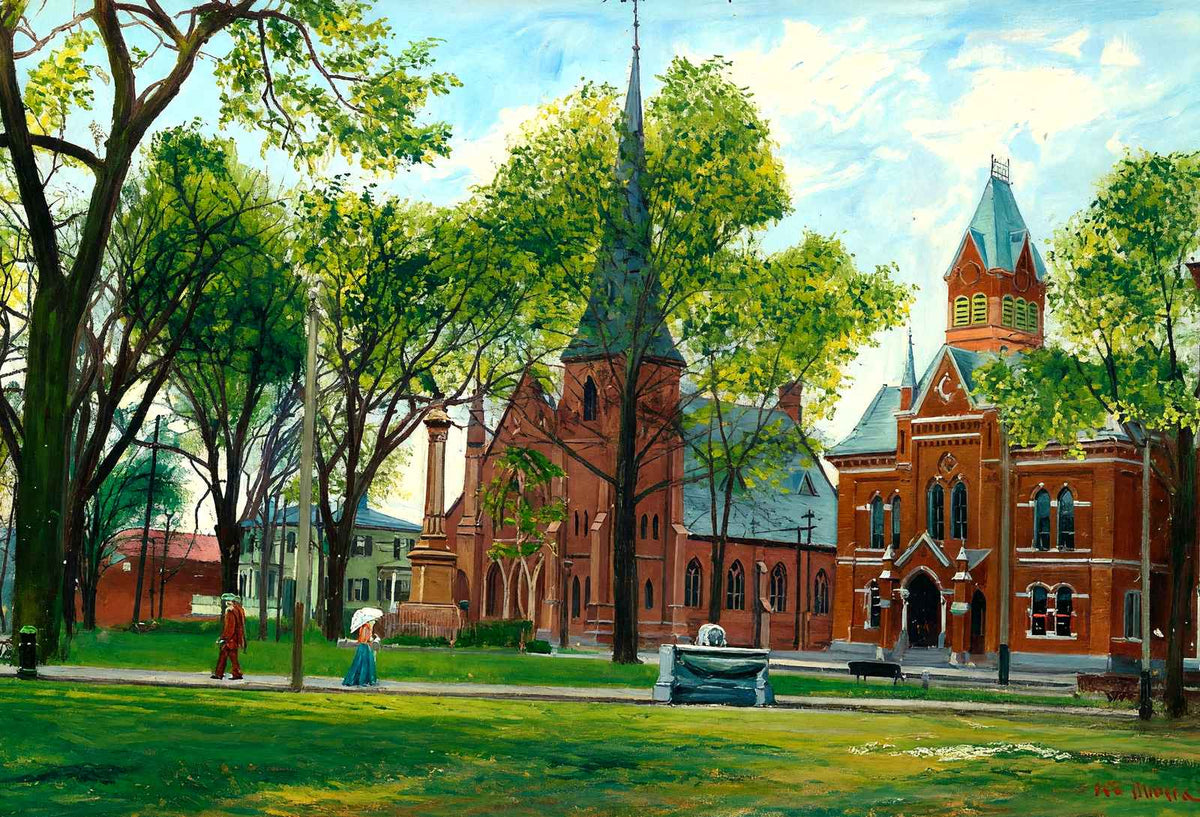 The Common, Greenfield, Massachusetts in 1907 Art Print (7 Sizes) - Enhanced