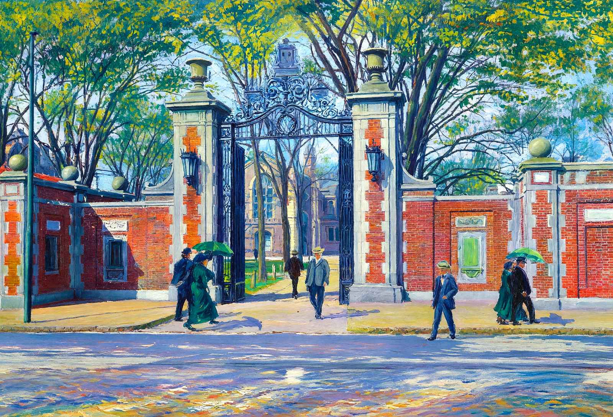 Harvard Gate Massachusetts Ave, Cambridge in 1904 Art Print (7 Sizes)