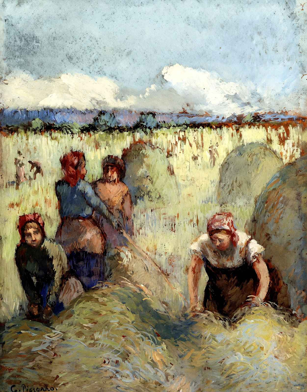 Haymaking Art Print 1895 Painting by Camille Pissarro (6 Sizes) - Premium Print