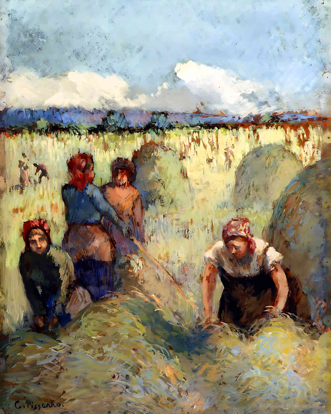 Haymaking Painting by Camille Pissarro 8x10" Art Print (Premium Print)
