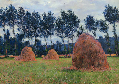 Haystacks, Overcast Day 1884 Painting by Claude Monet Art Print (6 Sizes)