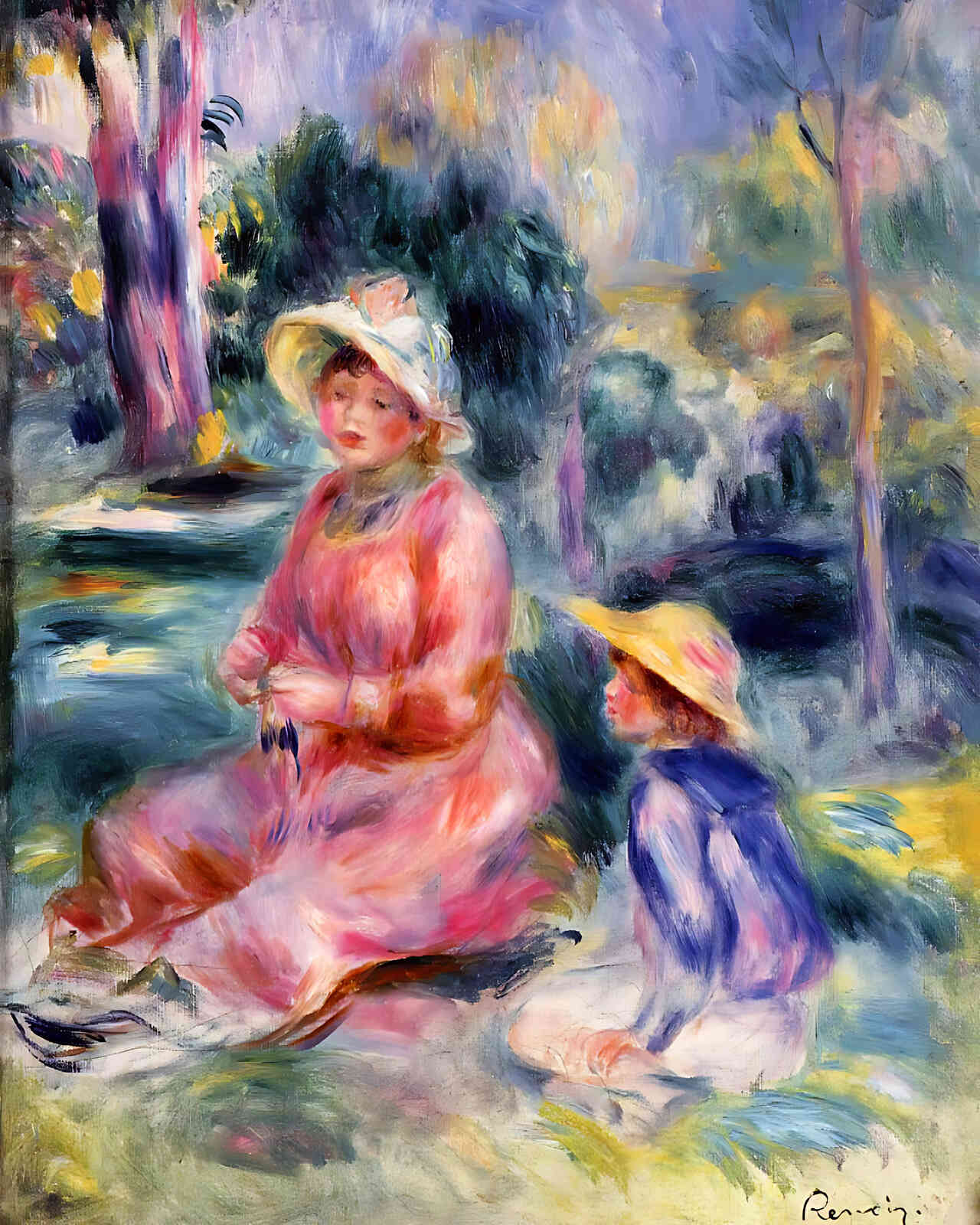 Head of a Young Woman (Red Hat) by Pierre-Auguste Renoir 8x10" Art Print