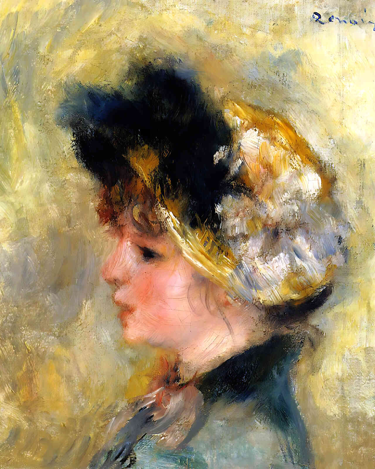 Head of a Young Girl Painting by Pierre-Auguste Renoir 8x10" Art Print