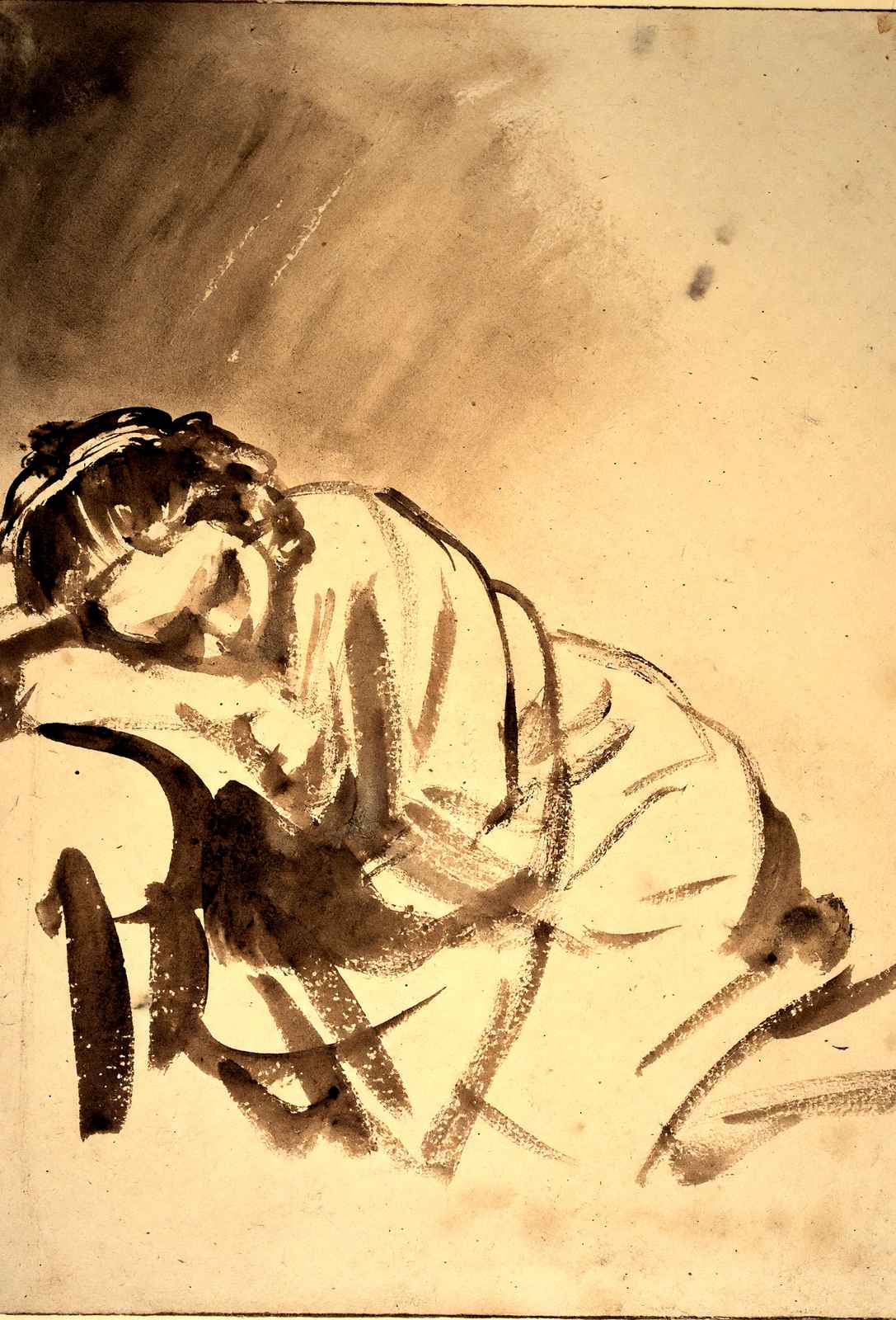 Hendrickje Sleeping Fine Art Print 1654 Drawing by Rembrandt (6 Sizes)
