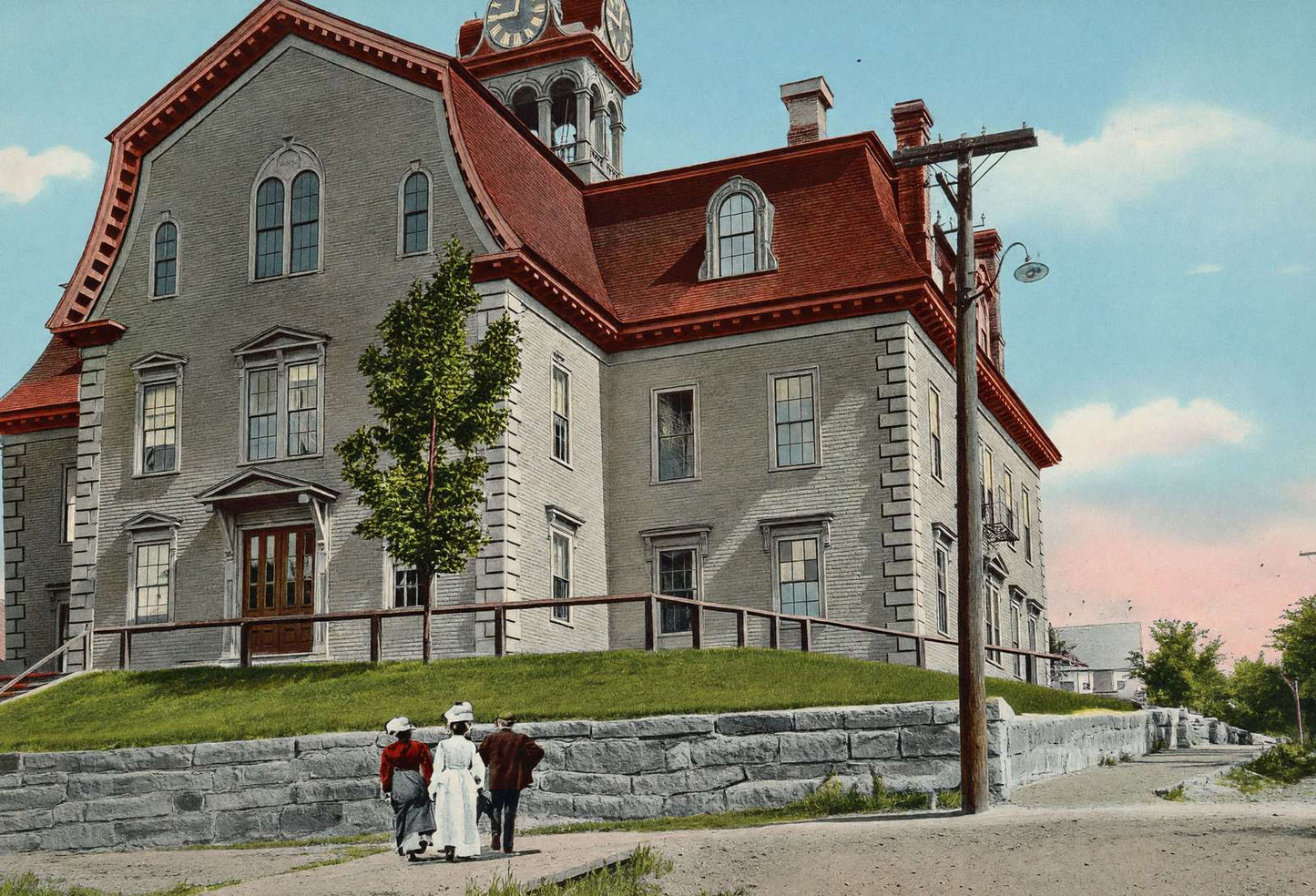 High School Littleton NH in 1907 Vintage Print (7 Sizes) - Premium Print